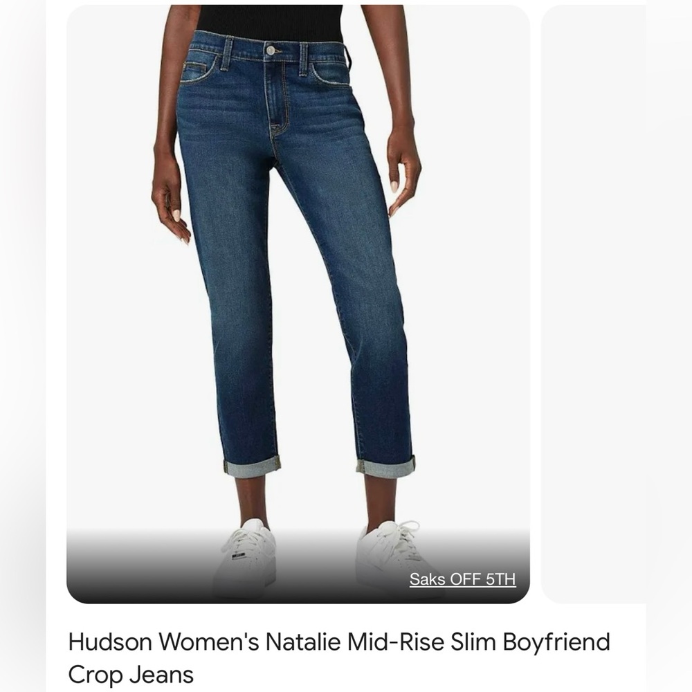 Hudson medium Wash  
Blue jeans Mid-Rise Slim 
Boyfriend Crop EUC Sz 27